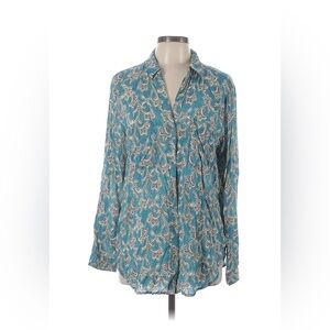 Anthropologie Blue Paisley Button Down Shirt